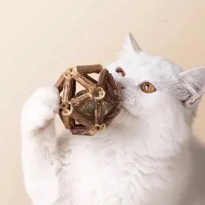 Assorted Silvervine Stick Cage Ball Cat Chew Toy, Brown