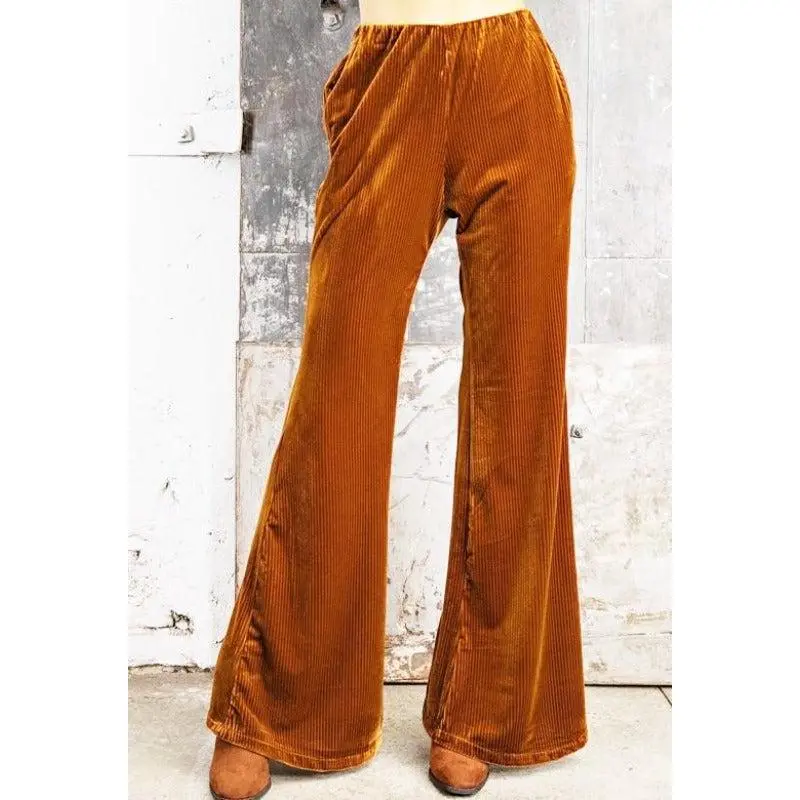Kori Ribbed Velvet Pants - Mustard