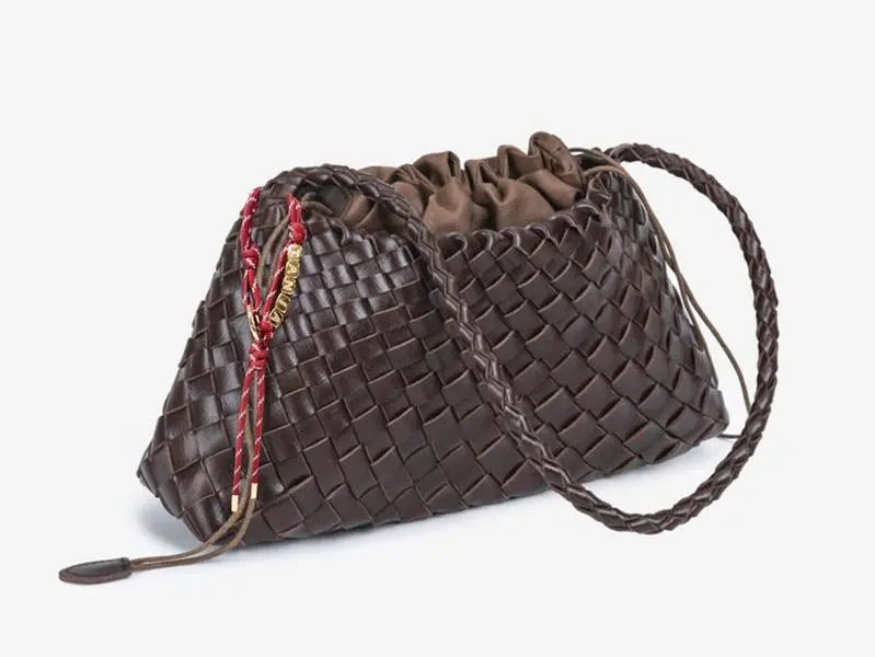 Handcrafted Woven Leather Tote: Large Cowhide Shoulder Bag