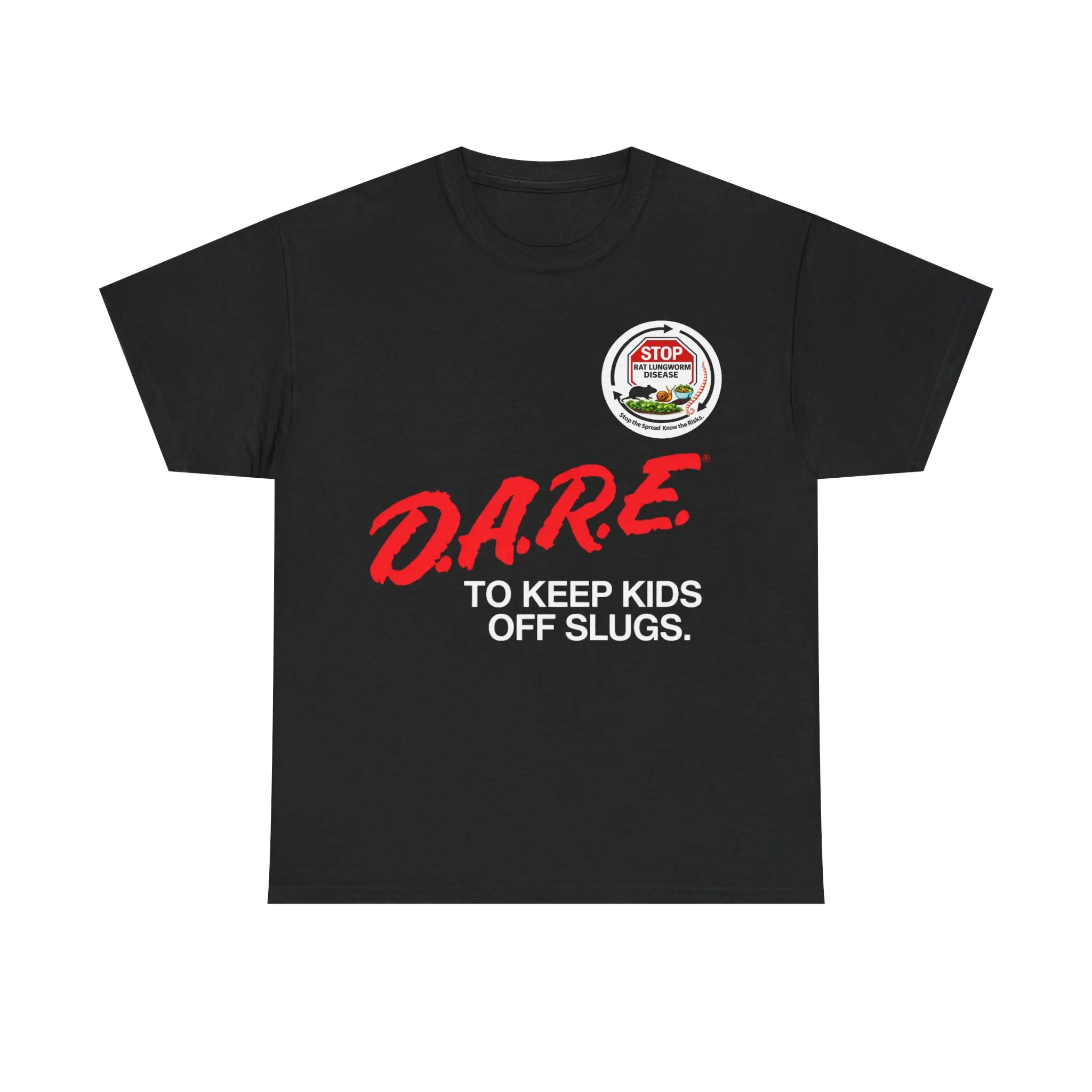 Men's Classic Soft Unisex-Fit 100% Cotton Novelty T-Shirt - Retro "Keep Kids Off Slugs" Graphic Print, Ribbed Crew Neck for Shape Retention, Casual Tee