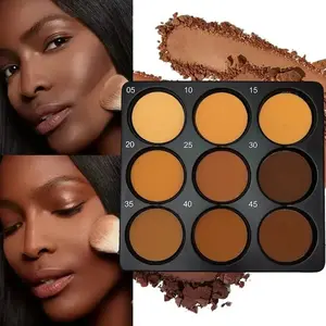 Nine-Color Foundation and Concealer Palette, Matte Shimmer Effect, Oil-Control Formula, Lightweight Texture, Multifunctional Shades for Makeup, Powder, Cosmetic