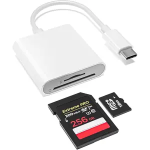 USB-C SD Card Reader, Dual Slot for SD/MicroSD Cards, Type C SD Card Adapter Compatible with  17/16/15, Pad,Laptop, Memory Card Reader Trail Camera Viewer Plug and Play