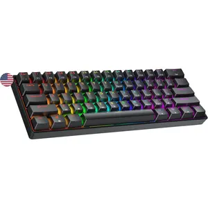 GK61 60% | Hot Swappable Mechanical Gaming Keyboard | 61  Multi Color RGB LED Backlit for PC/ Gamer | ANSI   Layout (Black, Mechanical Brown)