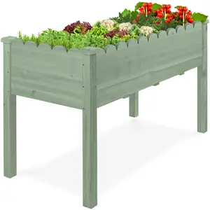 Best Choice Products 48x24x30in Raised Garden Bed, Elevated Wooden Planter for Yard w/ Foot Caps, Liner