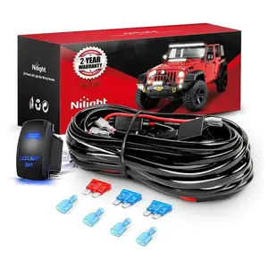 Nilight 16AWG Wire LED Light Bar Wiring Harness Kit - 10011W, 12V 5-Pin Rocker Switch, Power Relay, Blade Fuse, 2-Lead On/Off Control for Off-Road Vehicles, Boats, Off Road Lights - 2-Year Warranty, Led Work Light