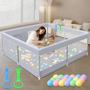 50x50in Square Portable Safety Playpen, Indoor-Outdoor Active Center Game Fence with Skin-Friendly Fabric Mesh Panels, Portable Playpen, Safety Play Yard