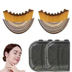 2PCS Lymphatic Contour Face Brush for Jawline & Chin Sculpting Dry Brushing Massager for Lymphatic Drainage & Facial Fatigue Relief Ergonomically Designed to Fit The Skin Precisely Beauty Roller Daily Soothing & Versatile Usage