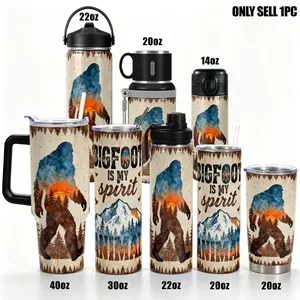 1pc 40oz/30oz/22oz/20oz Water Bottle, Insulated Stainless Steel Tumbler, Insulated Water Bottles, Drinkware Flasks, Funny Bigfoot Design, Double-layer Insulation, Leakproof, Large Capacity, Ideal for Gym, Hiking, Travel, Birthday & Christmas Gifts