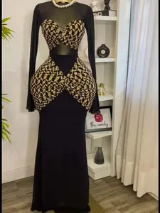 PULKRITU Women's Houndstooth Printed Patchwork Long Sleeve Ruched Fitted Midi Dress, Elegant Ruched, Holiday Party Evening Gown, Casual, Woven Fabric, Fall & Winter Style, Birthday Vacation Prom Dresses, Asymmetrical Ruched Dress