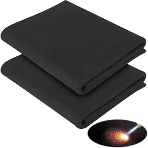 Fireproof Welding Blanket, 2-Pack 20 x 24 in, 5mm Carbon Felt Heat Shield Soldering Mat, 1800°F Flame Retardant Insulation Pad for Welding, Brazing, Plumbing, Automotive Repair, Black