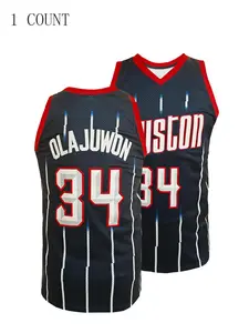 Men's #34 Basketball Jersey, Breathable Sleeveless Round Neck Vest Top with Embroidered Graphics, Suitable for Basketball, Sports Running and Workout, Breathable Athletic Top, Fitness Top