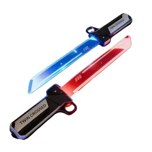 Cyberpunk Dual Sword Toy with Light Show Effect, Double Blade Cosplay Prop, Futuristic Costume Accessory, Party Gift, Cool Trending Retractable Multi-Color Lightsaber Kylo Ren Custom NeoPixel LED App Control