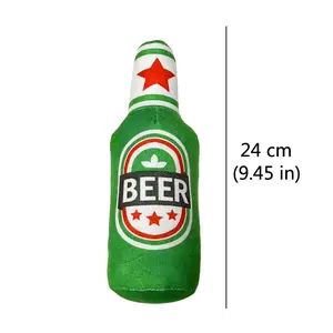 Funny Plush Dog Toys Beer Bottle Shaped Small Large Dogs Squeak Sound Clean Teeth Chew Toy Pets Interactive Playing Supplies NONE