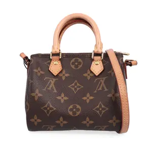 Pre-owned Louis Vuittion Coated Canvas Crossbody Bag Speedy Nano Brown Monogram 76488409 HZ