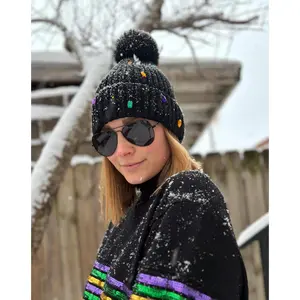 Rhinestone Beanie - Black
