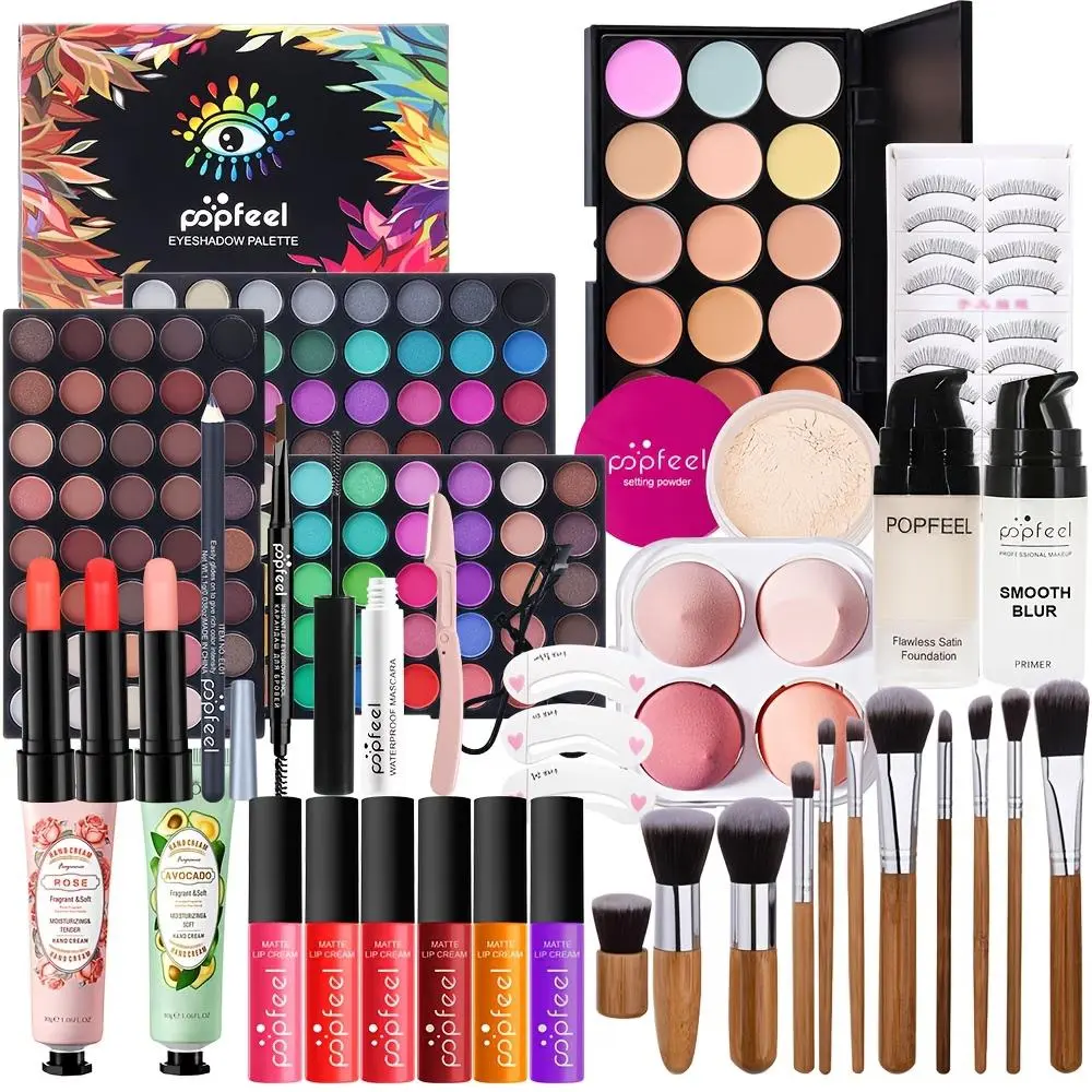 Women's All-in-1 Makeup Kit Gift Set - Includes Eyeshadow Palette, Lip Gloss, Lipstick, Blush, Foundation, Concealer, Mascara, Eyebrow Pencil & Brush Set