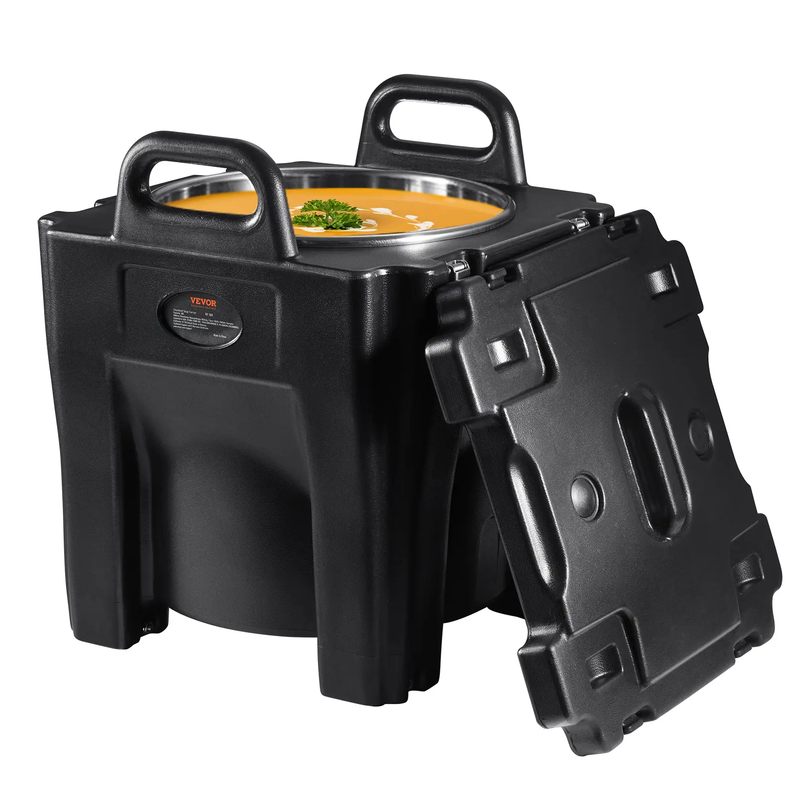 【Summerfinds】VEVOR Insulated Food Carrier, 32Qt Capacity, Stackable Catering Hot Box with Stainless Steel Barrel, Top Load LLDPE Food Warmer with Integral Handles Buckles Stationary Base, for Restaurant Canteen, B