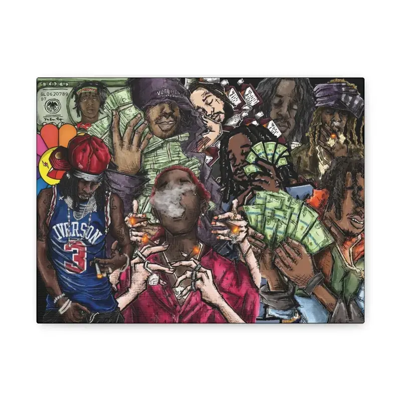 Hip Hop Legends Collage Canvas Poster Rap Icons Wall Art Money Cash Aesthetic Street Art Living Room Bedroom Dorm Decor Fan Gift