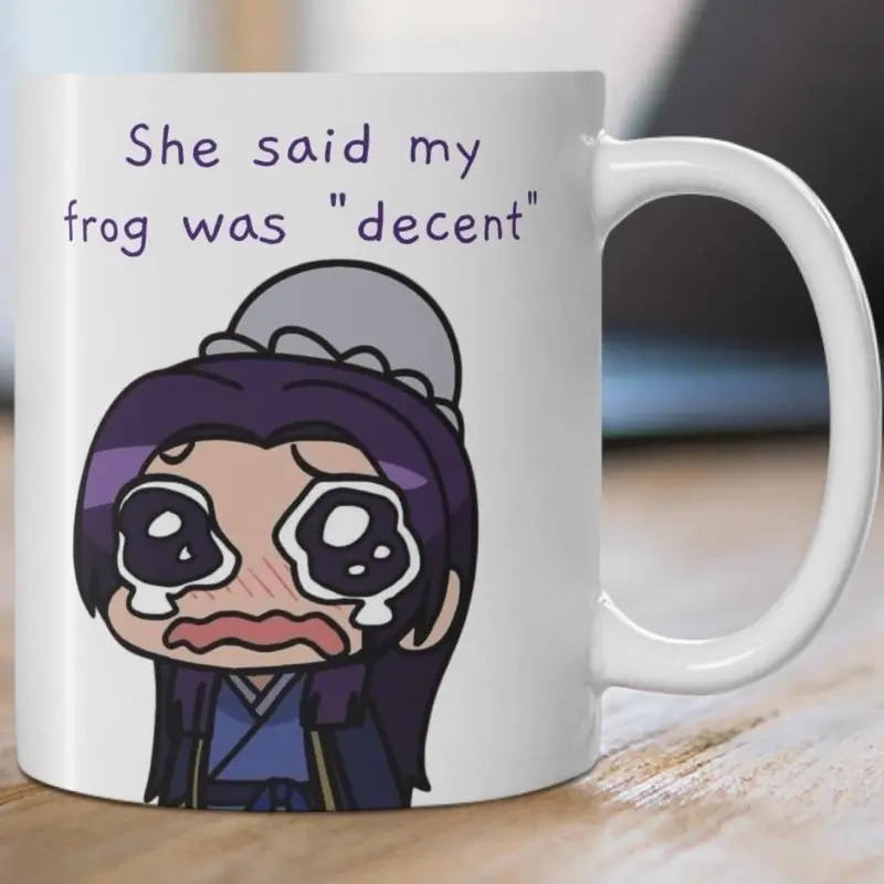 [TokiBearCo Original Design] Crying Jinshi Decent-Sized Frog Ceramic Mug, Aesthetic Drinkware, Funny Gifts for Otaku Manga Readers, Washable Kitchenware, Gift for Coworker, Apothecary Diaries Anime Merch