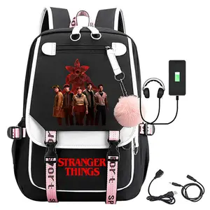 Cute Large Travel Bag Casual Daypack Featuring a Cartoon Design of Movie poster Stranger Perfect for Casual Use And Laptops Casual Printed Backpack.