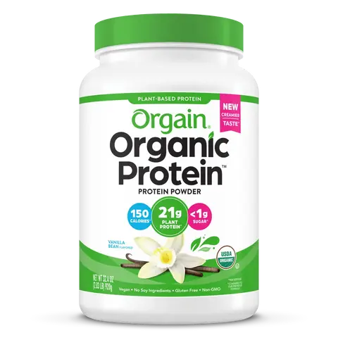 Orgain Organic Vegan Protein Powder Vanilla Bean | 21g Plant Protein | 6g Prebiotic Fiber | USDA Organic | Non-GMO | No Added Sugar | Protein Shake & Smoothie Mix