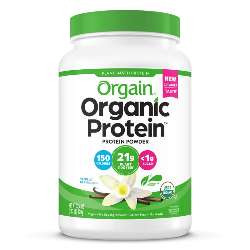 Orgain Organic Vegan Protein Powder Vanilla Bean | 21g Plant Protein | 6g Prebiotic Fiber | USDA Organic | Non-GMO | No Added Sugar | Protein Shake & Smoothie Mix