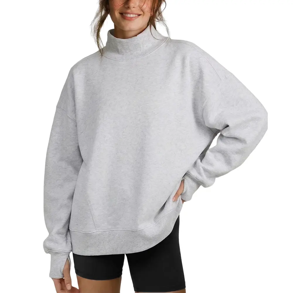 Yimoon Women's Mock Neck Sweatshirt Oversized Fleece Pullover with Pockets