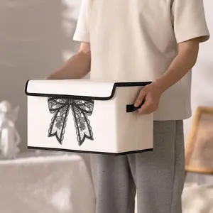 Bow Pattern Storage Box with Handle, Dustproof Clothes Storage Box, Under Bed Storage Organizer, Home Organizer for Bedroom Wardrobe