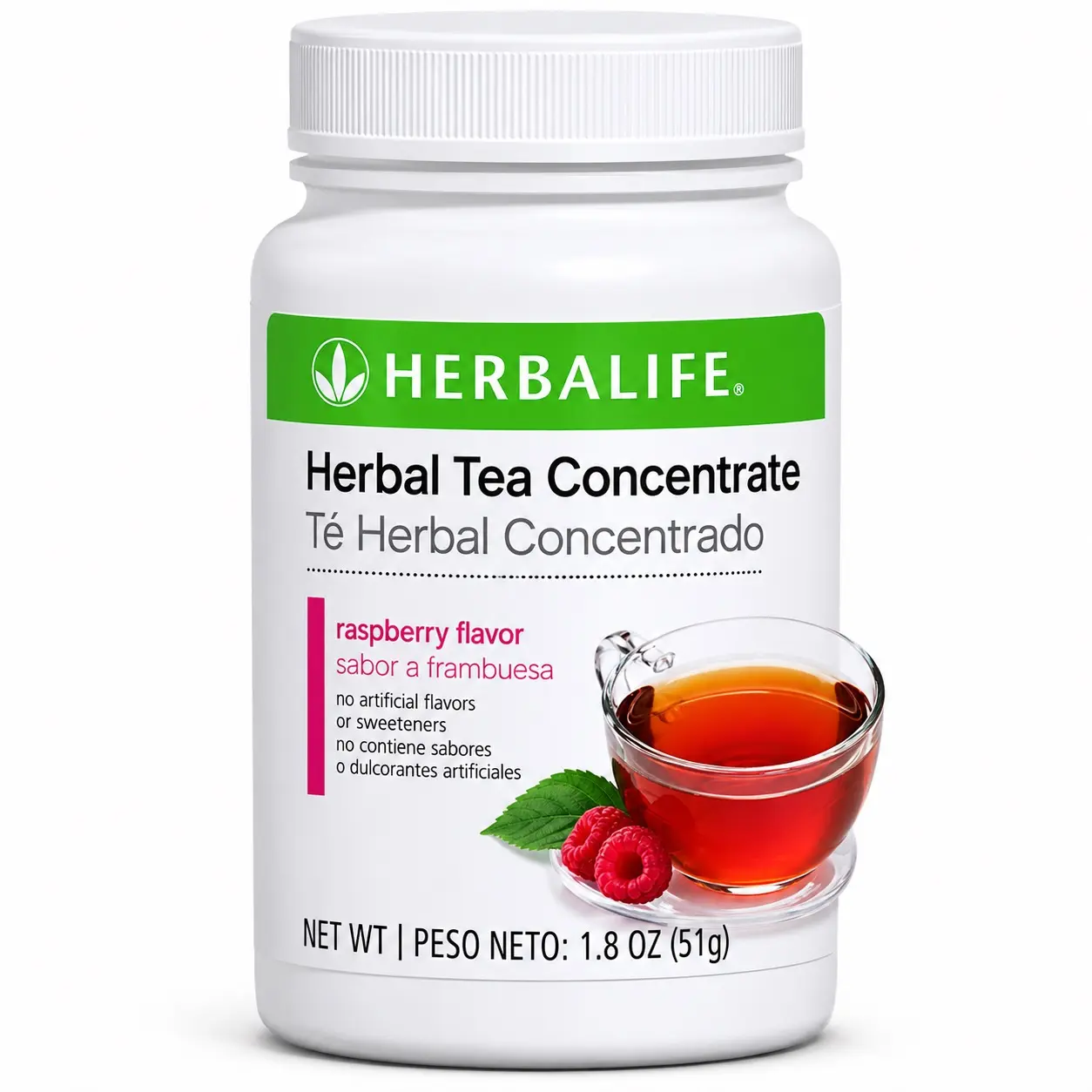 Herbalife Herbal Tea Concentrate Powder - Raspberry Flavor, 1.8 oz (51 g) Blendable Green Tea Herbal Supplement with Botanical Extracts for Adults, Mixed Beverage