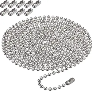 10 Feets Beaded Ball Pull Chain Extension Roller Shade Bead Chain Extender with 10 Pieces Matching Connector for Window Blind Vertical Replacement (4.5 mm,Silver)