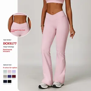 Women'S Flared Yoga Pants, Seamless And Comfortable, With A Criss-Cross High Waist, Perfect For Running, Exercise, And Casual Wear. Versatile And Stylish Flared Leggings For Women.