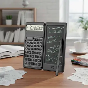 Portable Foldable Smart Scientific Electronic Calculator with Solar Power & Handwriting Pad. One-Touch Clear, High Precision for Students, Accounting, Math, Engineering, Finance. Multi-Discipline Learning Tool.
