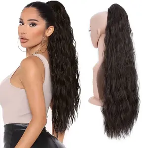 MY-LADY 32inch Drawstring Long Ponytail Synthetic Curly Wave Hair Ponytail Extensions for Women