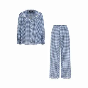 Cider Gingham Long Sleeve Top & High Rise Trousers Loungewear Set