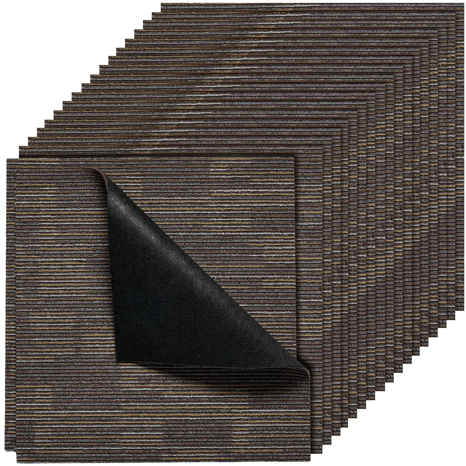 【SummerFinds】VEVOR Interlocking Floor Mat - 24x24in Reusable Carpet Tiles, 24 PCS Modular Square Rugs, Soft Padded Soft Indoor Rugs, 96sq.ft Seamless Cover, Easy DIY for Living Room, Office, Gray & Brown
