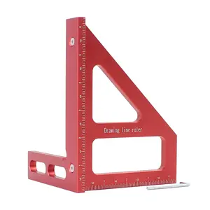 6.4 in High Precision Aluminum Carpenter Square, 3D Multi-Angle Laser Etched Scriber Ruler Protractor, Hardware Tool for Woodworking DIY, Round Pipe Measuring,summerwins