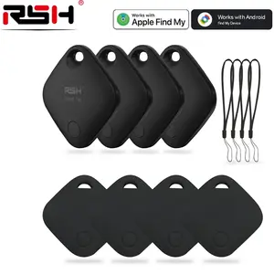 Rsh GPS Smart Tag Lost Alarm Kit Wireless Positioning Tracker for Android iOS, Track Keys Luggage Cars Bikes Wallets, Includes 4 Tags Silicone Covers Strings