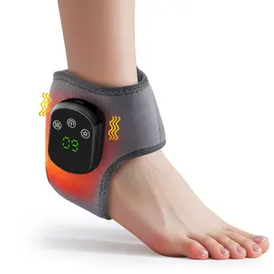 Charging model with 5 heat settings and 3 vibration settings for ankle support, 5 heat settings for ankle support, effectively relieving ankle pain, and meeting different massage intensity needs; 30-minute smart timer for safer use, Footmassager