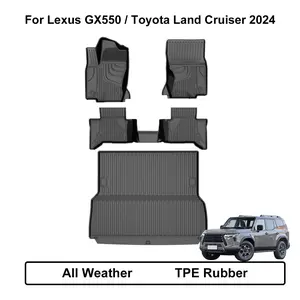 Floor Mats & Cargo Liner Set for 2024-2025 Lexus GX550 | Toyota Land Cruiser (5-Seat)  | All-Weather TPE Waterproof Anti-Slip Floor Liners + Trunk Mat | Black Full Set GX550 Accessories