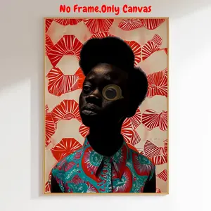 African Woman Pattern Abstract Face Design Unframed Painting, Art Prints, Modern Canvas Wall Art, Wall Decor for Home Living Room Bedroom Study Room, Home Decor, Ornaments