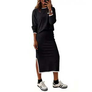 Dokotoo 2 Piece Skirts Sets For Women Fall Fashion 2026 Sweater Dress Knit Lounge Travel Outfits Winter Clothing
