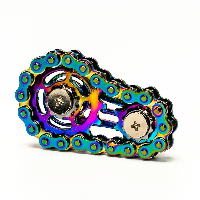 1pc Bike Chain Fidget Spinner, Silent CNC Machined Stainless Steel Gear Desk Ornaments for Adults, Steampunk Decor Anxiety Relief & Focus Tool for Office (Collectible Mechanical Art), Mixed Color Metal, Stress Relief Fidgets, Stress Relief Tools