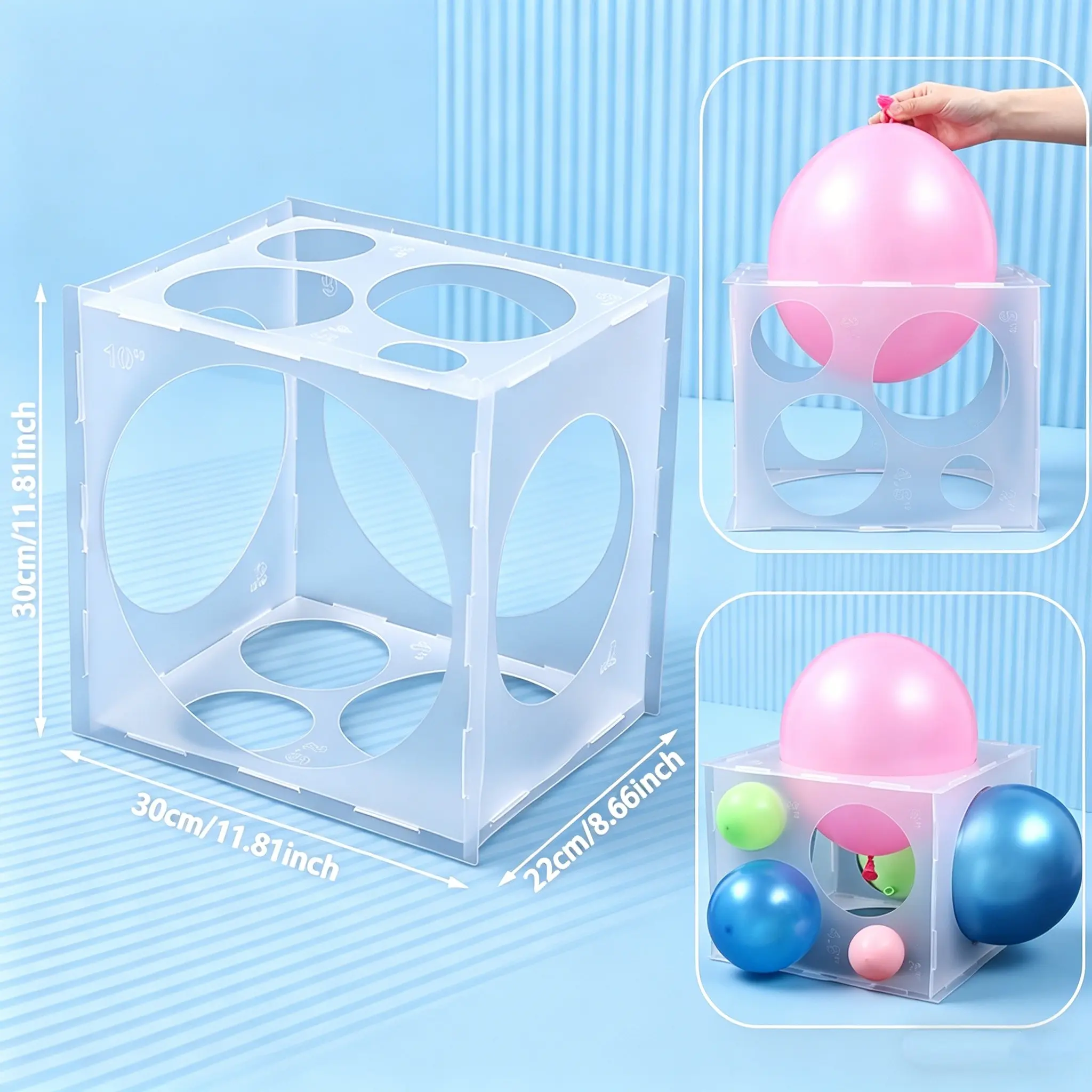 Balloon Sizer Box - Collapsible Balloon Measurement Tool for Balloon Arches, Columns, Photo Props & Party Decorations, Precise Balloon Sizing for Birthdays & Events, Balloon Party Supplies