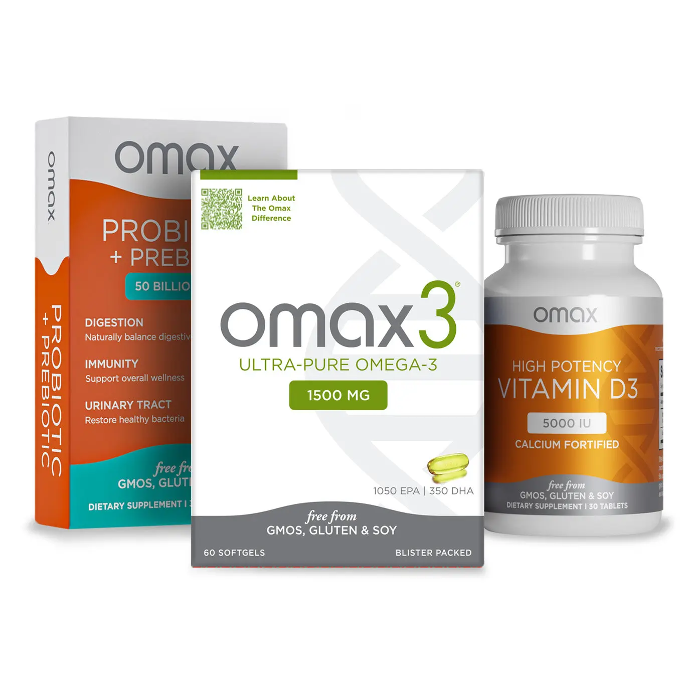 Omax Immunity Boost Kit | Omega-3 + Vitamin D3 + Probiotic Daily Immune Support Bundle