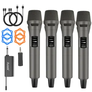 Aveek 4 Packs Wireless Microphone System, Plug & Play Karaoke Microphone Set for Singing, Parties, Church, Weddings, Events, Compatible with Speaker & Amplifier