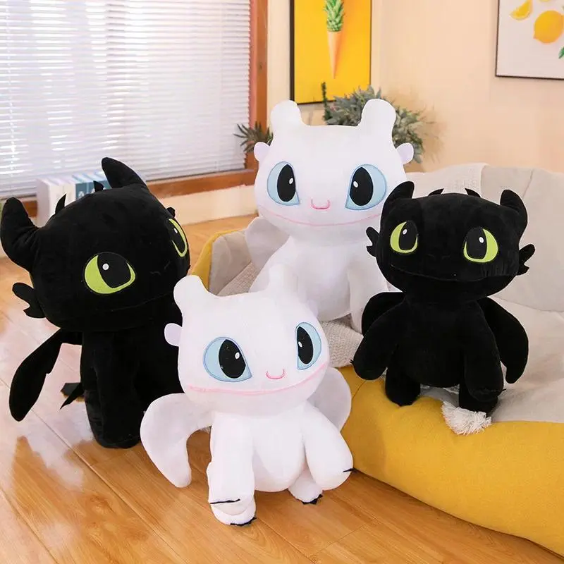 Black White Dragon Soft Toy Cute Kawaii Flying Doll for Kids Bedroom Decor Birthday Gift