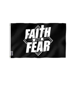 3x5 Foot Faith Over Fear Flag - Vivid Color and Fade proof - Canvas Header and Double Stitched Polyester with Brass Grommets