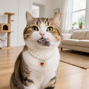 adjustable pet pearl necklace collar for dogs and cats with gemstone accessories - beaded dog collar for girl pets dog and cat wedding  necklace