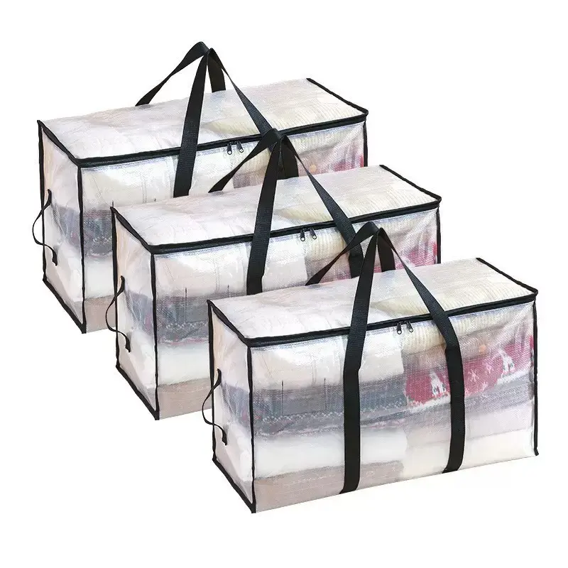 Large Clear Thick Plastic Storage Box with Hinged Lid, Heavy-Duty Durable High-Capacity Organizer for Home, Moving, Attic