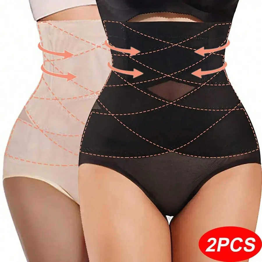 Women's Contrast Mesh Shapewear Thong, Breathable High Waist Shapewear Bottom for Daily Wear, Tummy Control Butt Lifter, Minimalist Basic Underwear, Shapewear Garment, Girdle Highwaist Spandex Womenswear